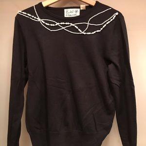 Anthropologie pearl appliqué sweater